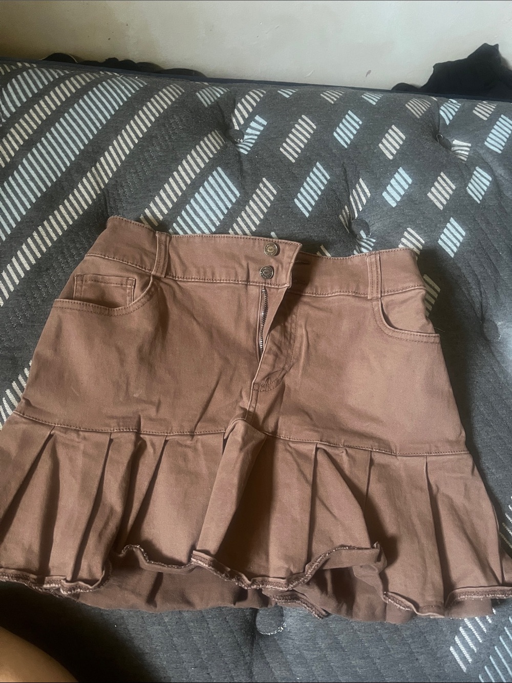 Hollister Brown Ruffle-Hem Mini Skirt